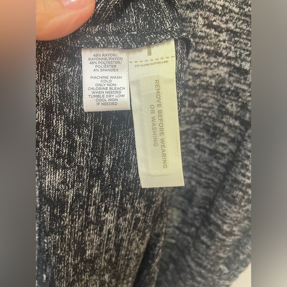 Lou & Grey Loft Dark Gray Marled Spacedye Drop Waist Blouson Tank Dress Size M - Picture 6 of 8